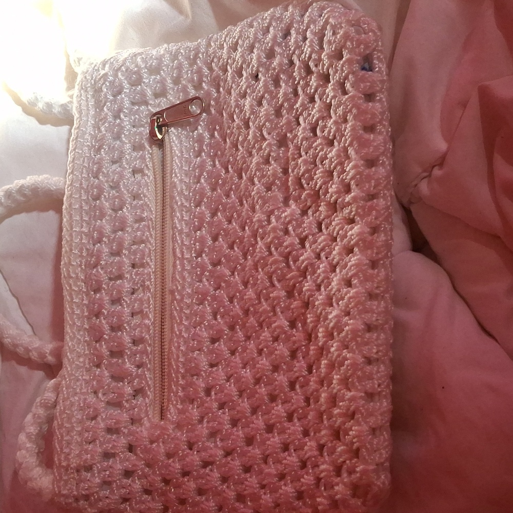 Vintage Lina Crochet Woven White Purse Tote